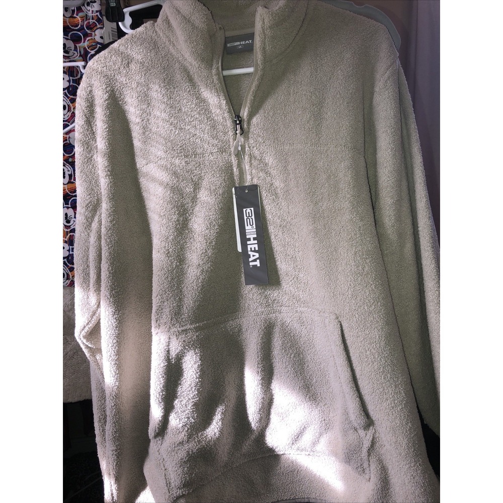 32 Degree Heat Cool Oat Tan Mens Quarter Zip Pullover Warm Large Pocket NWT